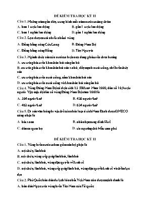 Bộ đề kiểm tra học kỳ II môn Địa lý Lớp 9